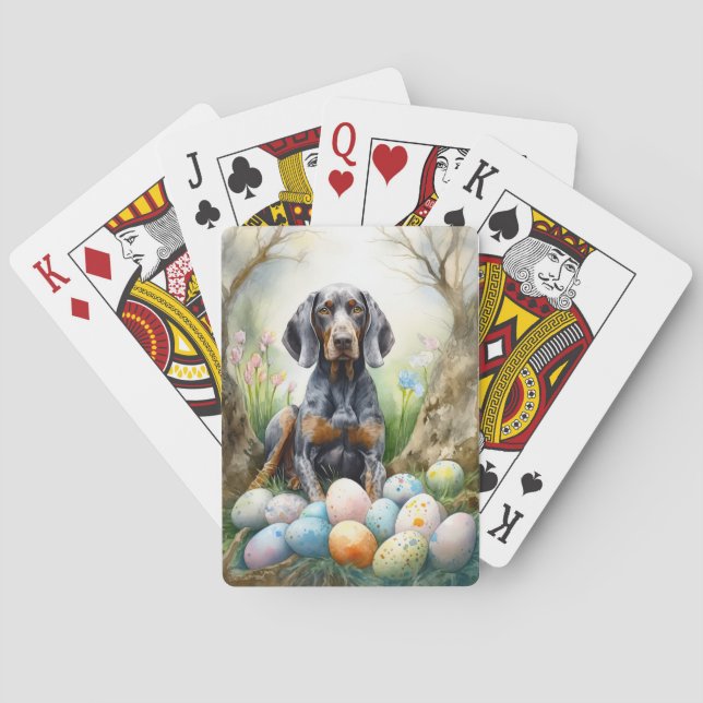 Bluetick Coonhound Hund med påskägg Semester  Casinokort (Baksidan)
