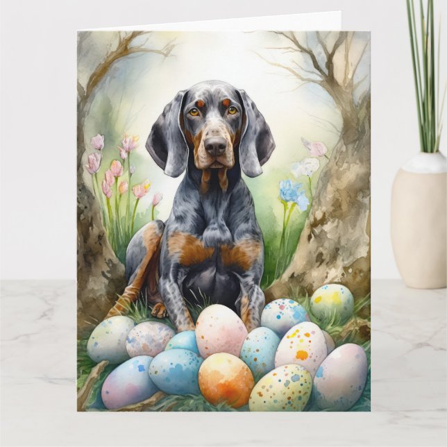 Bluetick Coonhound Hund med påskägg Semester  Kort (Framsida)