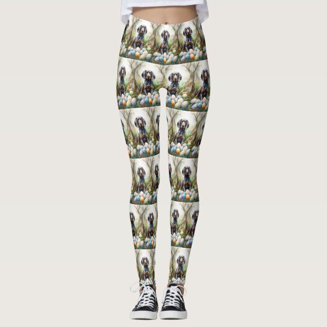 Bluetick Coonhound Hund med påskägg Semester  Leggings (Framsida)