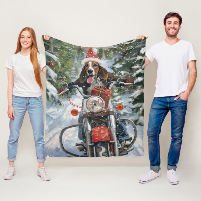 Bluetick Coonhound Hund Riding Motorcle jul Fleecefilt (På plats)