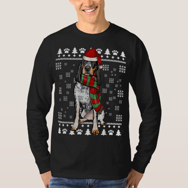 Bluetick Coonhound Hund Santa Hat Julafton Ugly Ch T Shirt (Framsida)