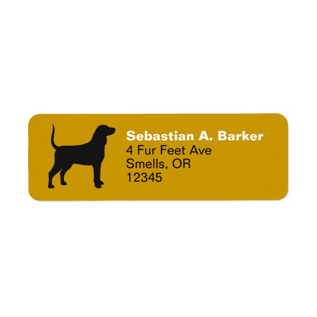 Bluetick Coonhound Hund Silhouette Returadress Returadress Etikett (Framsidan)
