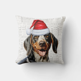 Bluetick Coonhound Hund Vatercolor jul Kudde
