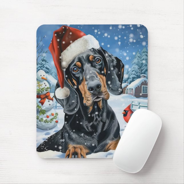 Bluetick Coonhound Hund Vinter Värld Jul Christmas Musmatta (Med mus)
