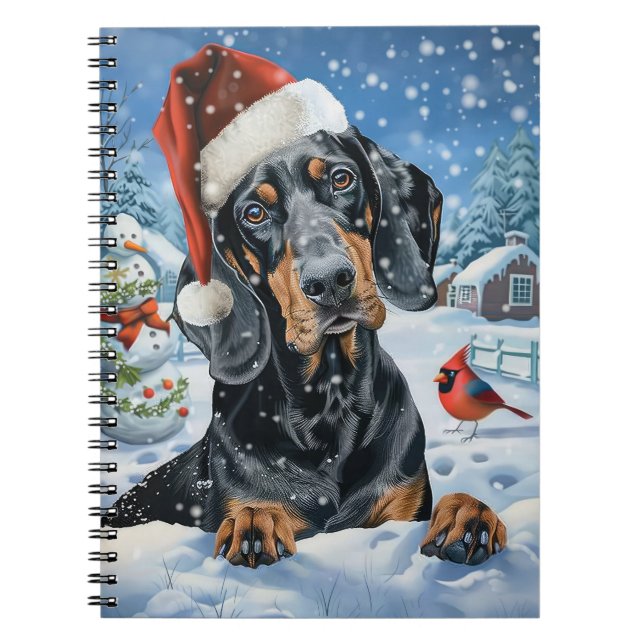 Bluetick Coonhound Hund Winter Wonderland jul Anteckningsbok (Framsidan)