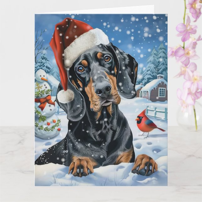 Bluetick Coonhound Hund Winter Wonderland jul Kort (Orkide)