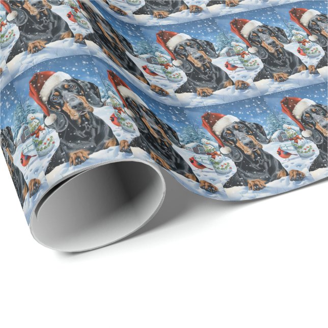 Bluetick Coonhound Hund Winter Wonderland jul Presentpapper (Rullad Hörn)
