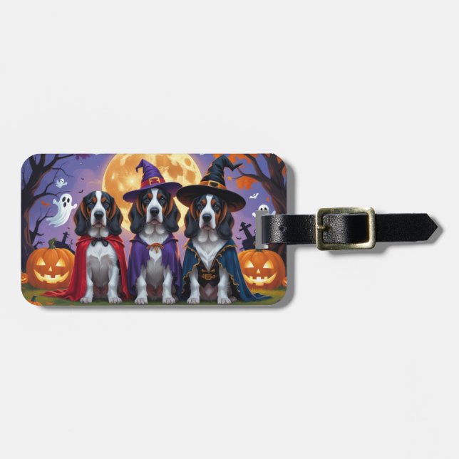 Bluetick Coonhound Hundar Pumpa Halloween Rolig Bagagebricka (Horisontell Framsida)