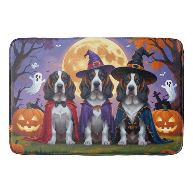 Bluetick Coonhound Hundar Pumpkin Halloween Funny Badrumsmatta (Framsidan)