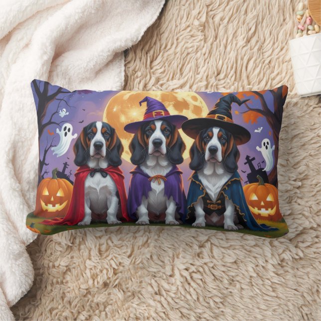 Bluetick Coonhound Hundar Pumpkin Halloween Funny Lumbarkudde (Filt)