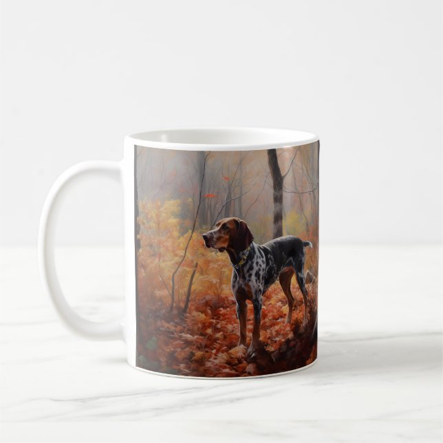 Bluetick Coonhound i Höst löv Fall Inspire Kaffemugg (Vänster)