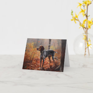 Bluetick Coonhound i höstlöv Fall Inspire Kort