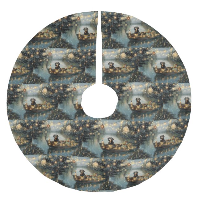 Bluetick Coonhound-julfesten Julgransmatta Borstad Polyester (Framsidan)