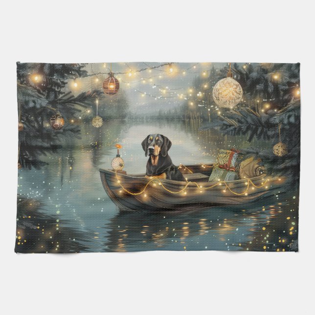 Bluetick Coonhound-julfesten Kökshandduk (Horisontell)