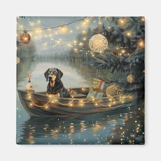 Bluetick Coonhound Julfestlig resa Magnet (Framsidan)