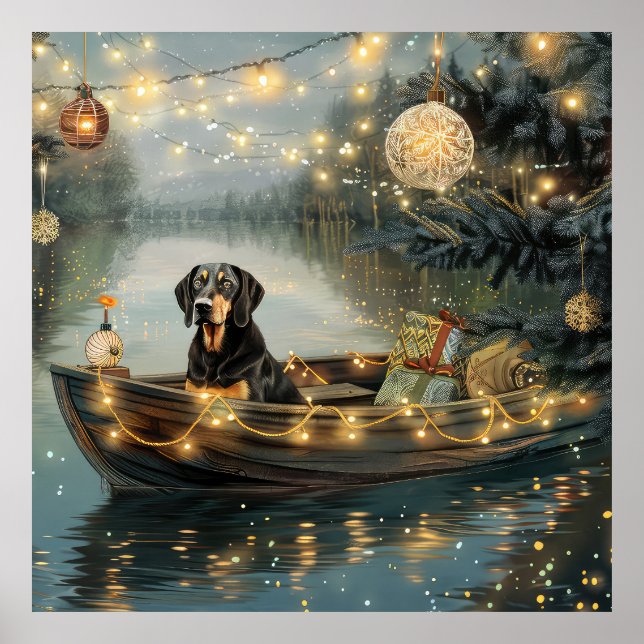 Bluetick Coonhound Julfestliga resa Poster (Framsidan)