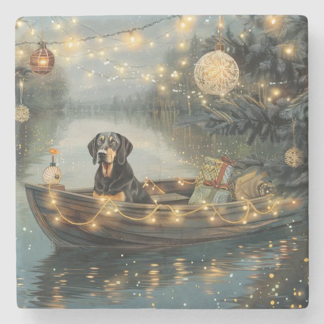 Bluetick Coonhound Julfestliga resa Stenunderlägg (Framsidan)