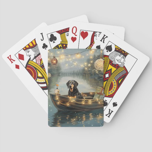 Bluetick Coonhound Julfirande Färd Casinokort (Baksidan)