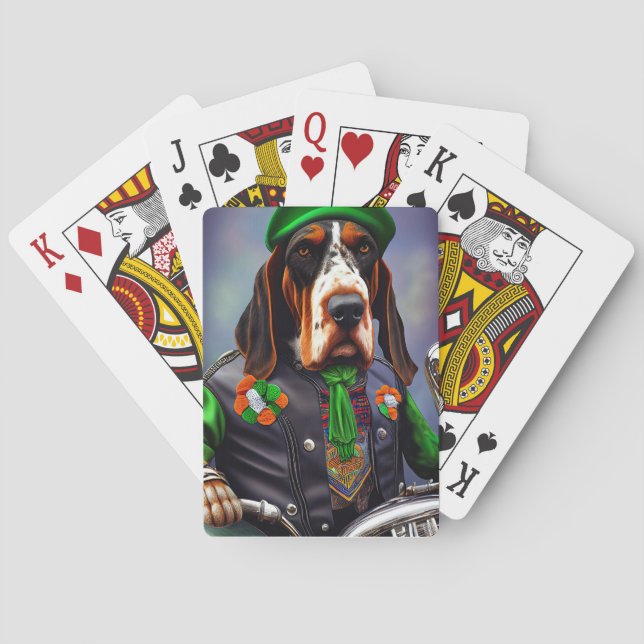 Bluetick Coonhound kör cykel St. Patrick's Day Casinokort (Baksidan)