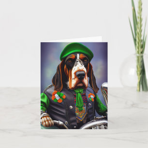 Bluetick Coonhound kör cykel St. Patrick's Day  Kort