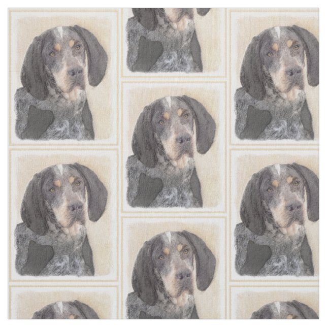 Bluetick Coonhound-målning - Söt Original Hundkons Tyg (Provkarta)