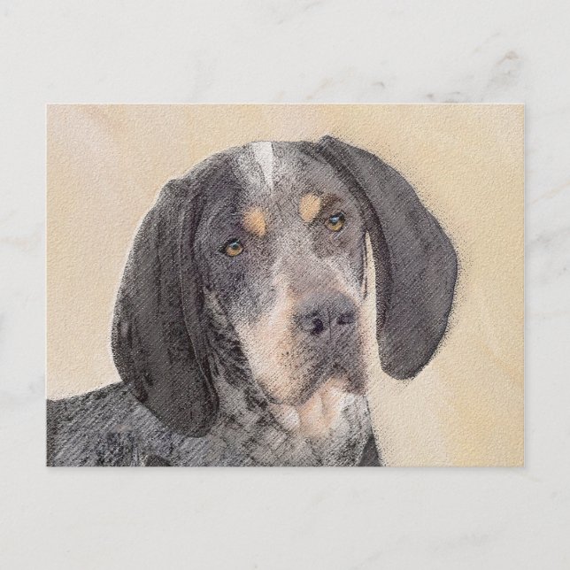 Bluetick Coonhound-målning - Söt original hundkons Vykort (Framsida)