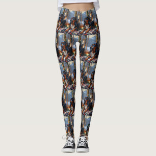 Bluetick Coonhound med julbelysning Holiday Leggings