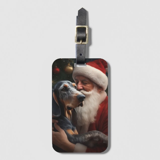 Bluetick Coonhound med Tomte jul Bagagebricka (Framsida vertikal)