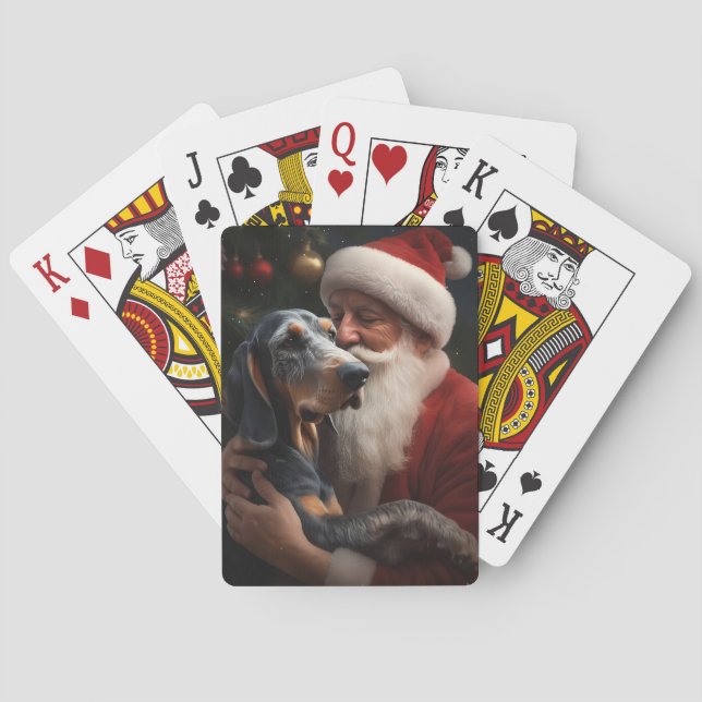 Bluetick Coonhound med tomte jul Casinokort (Baksidan)
