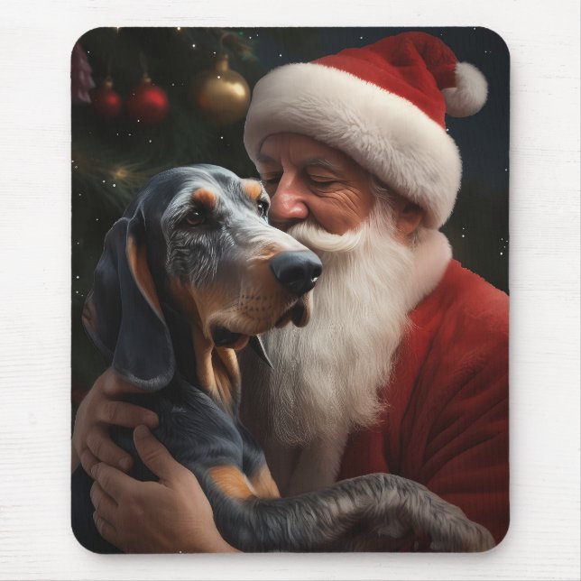 Bluetick Coonhound med Tomte jul Musmatta (Framsidan)