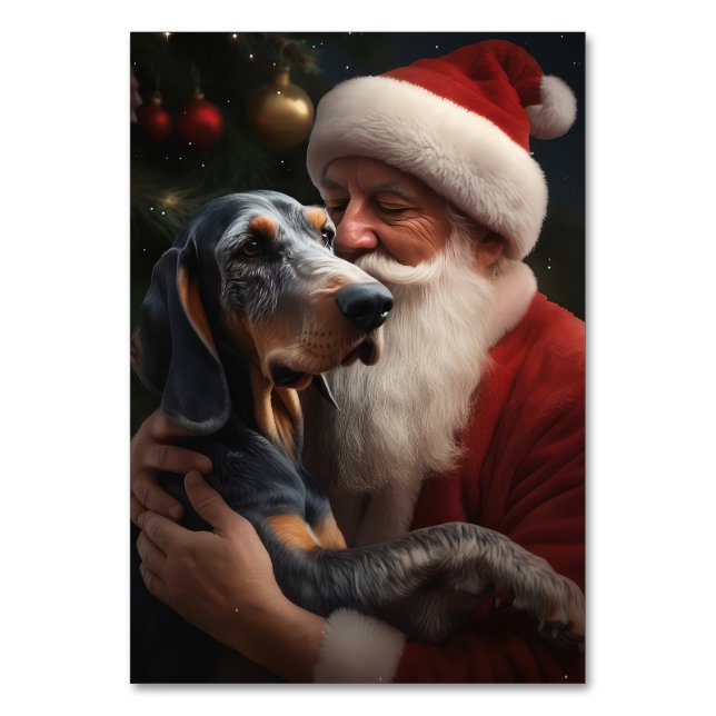 Bluetick Coonhound med Tomte julen Bordsnummer (Framsidan)