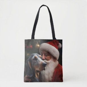 Bluetick Coonhound med Tomte julen Tygkasse