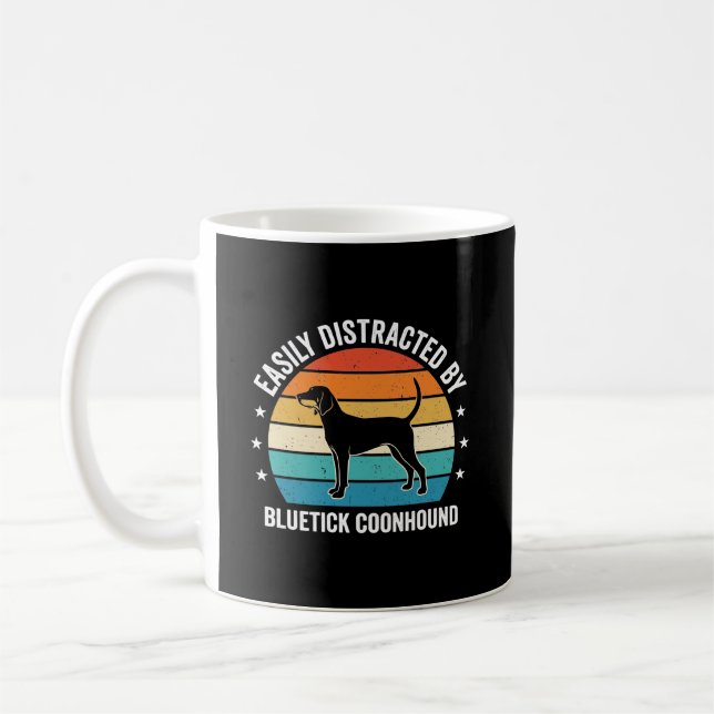 Bluetick Coonhound Retro Solnedgång Hund Kaffemugg (Vänster)