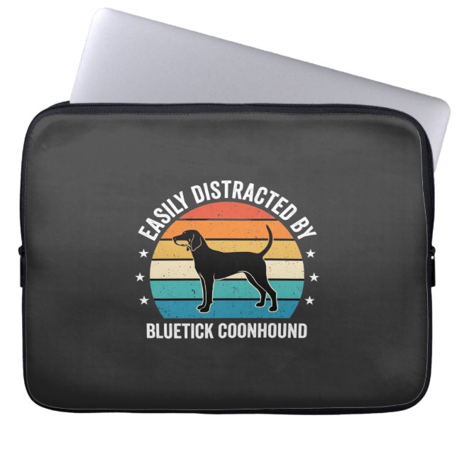 Bluetick Coonhound Retro Solnedgång Hund Laptop Fodral (Framsidan)