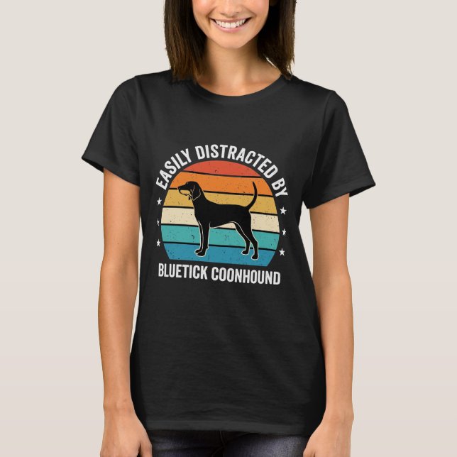 Bluetick Coonhound Retro Solnedgång Hund T Shirt (Framsida)