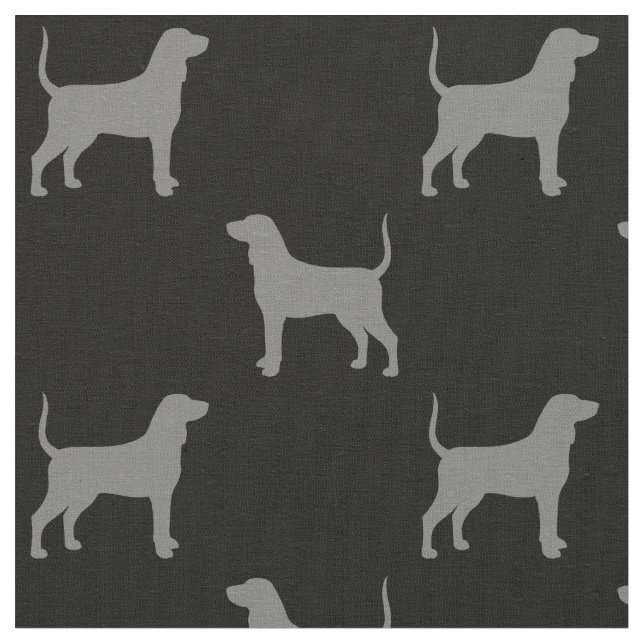 Bluetick Coonhound Silhouettes Grått och Black Tyg (Närbild)