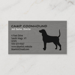 Bluetick Coonhound Silhuett i Trä Stil Visitkort