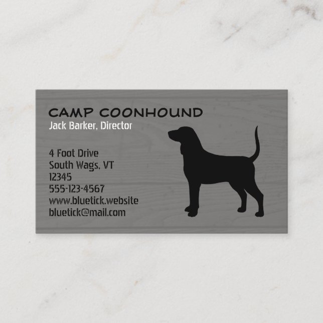 Bluetick Coonhound Silhuett i Trä Stil Visitkort (Framsida)