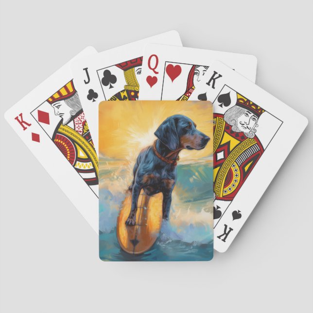 Bluetick Coonhound Strand Surfing Målning Casinokort (Baksidan)