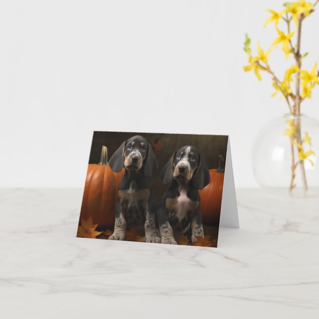 Bluetick Coonhound Valp Höstens Glädje Pumpa  Kort (Gul blomma)