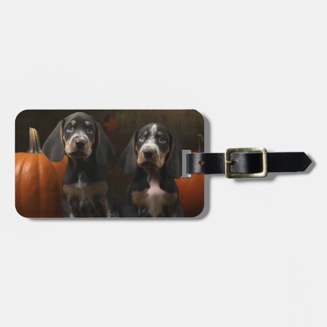 Bluetick Coonhound Valp Höstglädje Pumpa Bagagebricka (Horisontell Framsida)