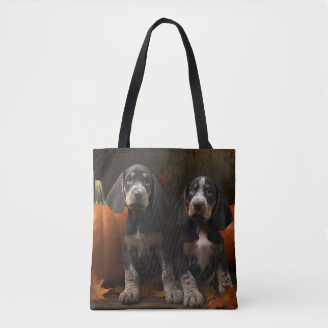 Bluetick Coonhound Valp Höstglädje Pumpa Tygkasse (Framsida)