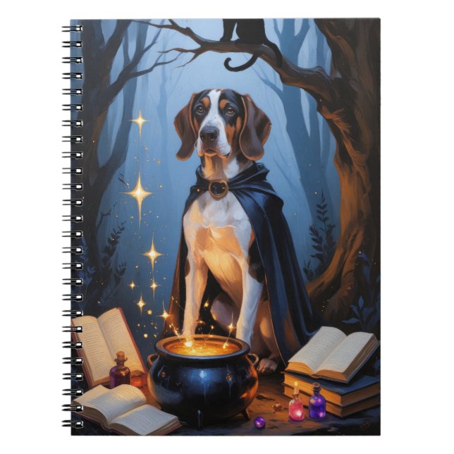 Bluetick Coonhound Whimsical Halloween-målning Anteckningsbok (Framsidan)