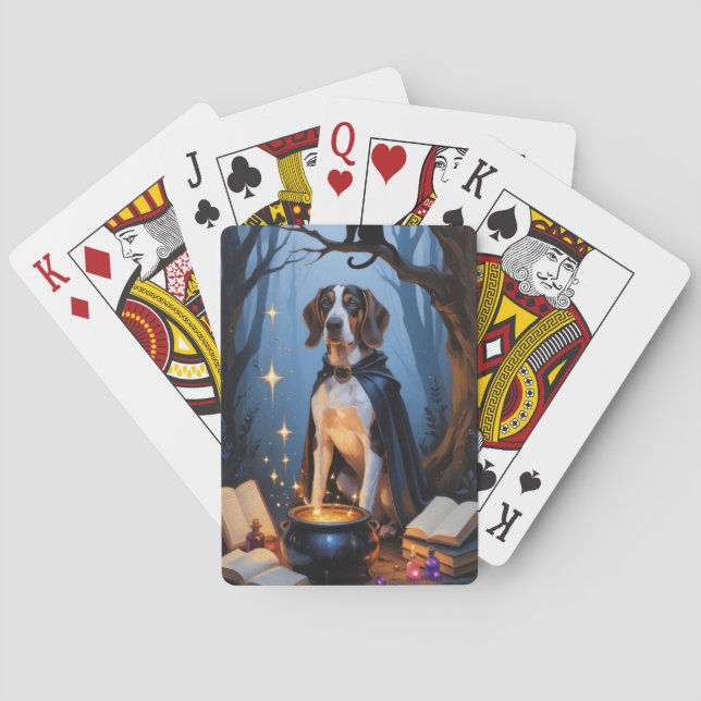 Bluetick Coonhound Whimsical Halloween-målning Casinokort (Baksidan)