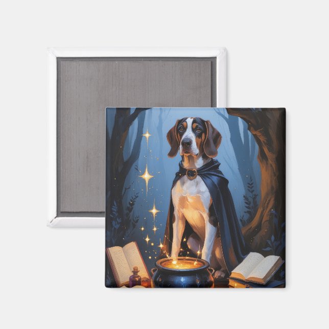 Bluetick Coonhound Whimsical Halloween-målning Magnet (Front/Back)