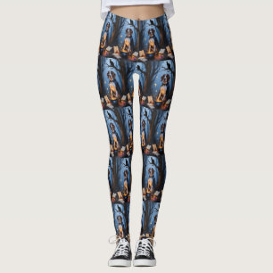 Bluetick Coonhound Whimsisk Halloween-målning Leggings