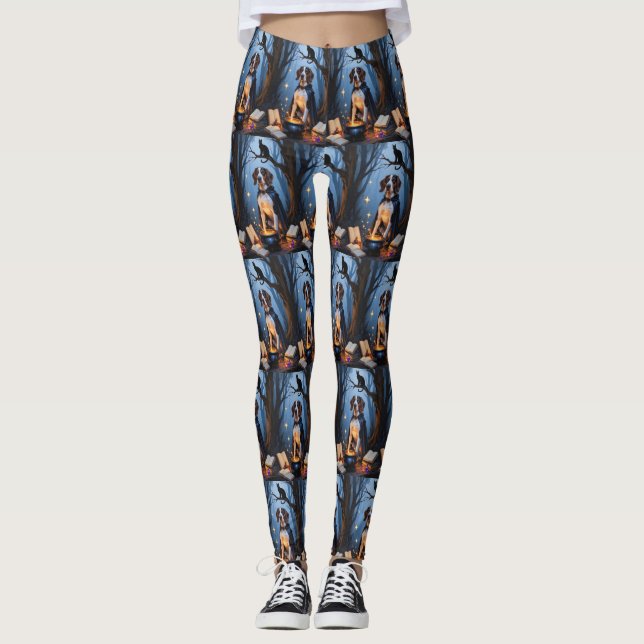 Bluetick Coonhound Whimsisk Halloween-målning Leggings (Framsida)