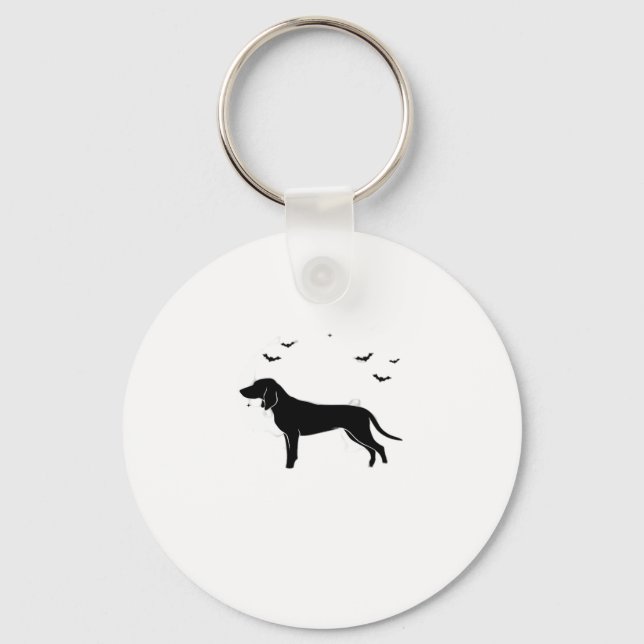 Bluetick Hund � Halloween Måne Silhouette Classic  Nyckelring (Framsida)