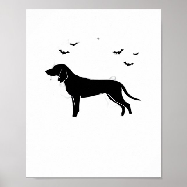 Bluetick Hund - Halloween Måne Silhouette Classic  Poster (Framsidan)