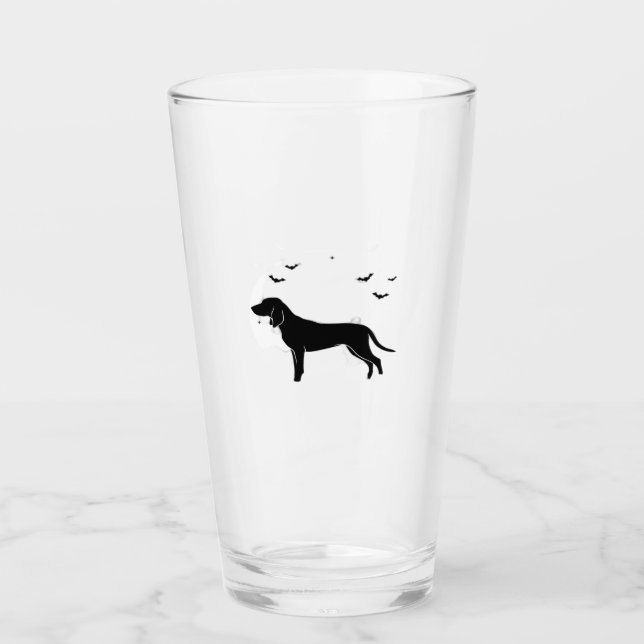 Bluetick Hund � Halloween Moon Silhuett Klassisk T Glaskopp (Framsida)